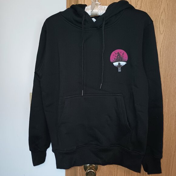 NWOT Naruto Itachi Uchiha Anime Graphic Hoodie Black UNISEX Small - Picture 1 of 4